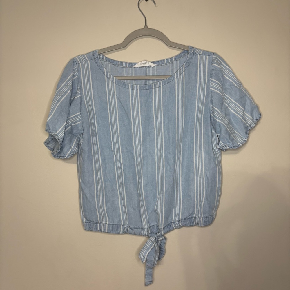 BB Dakota Light Blue Striped Blouse